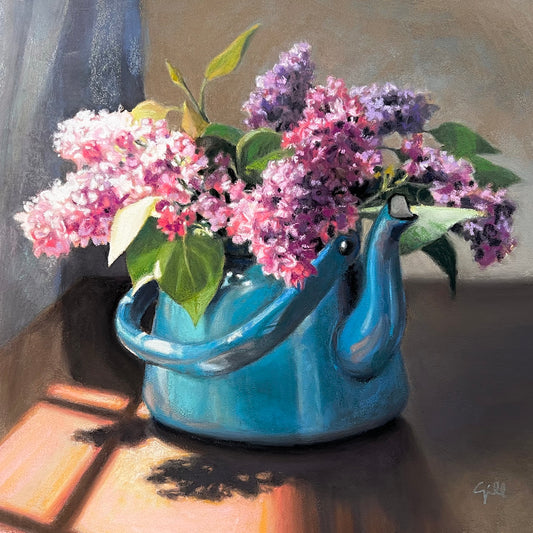 Lilacs in Turquoise Teapot