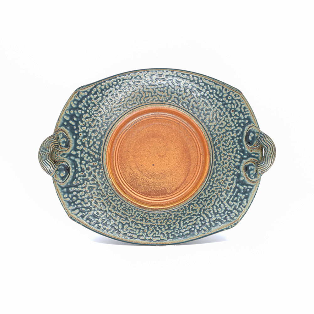 Rectangle Handled Plate in Tan l Ash glaze