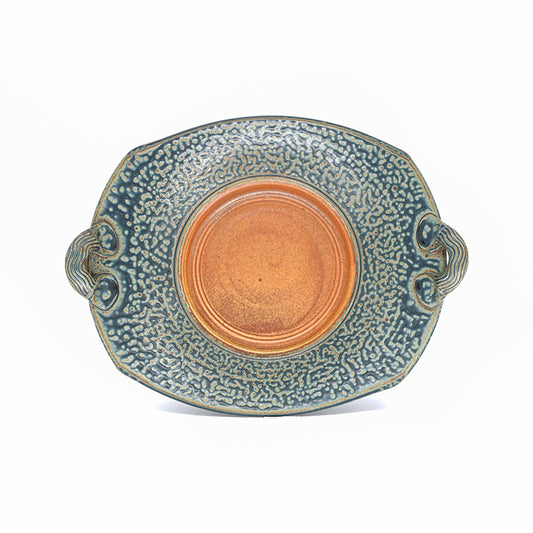 Rectangle Handled Plate in Tan l Ash glaze