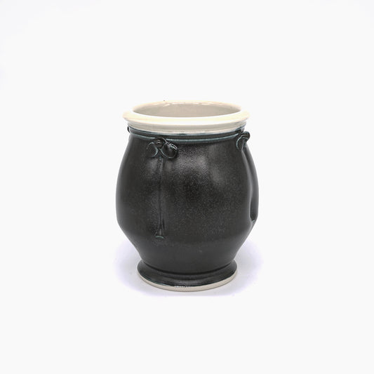 Round Vase - large in Black l White glaze
