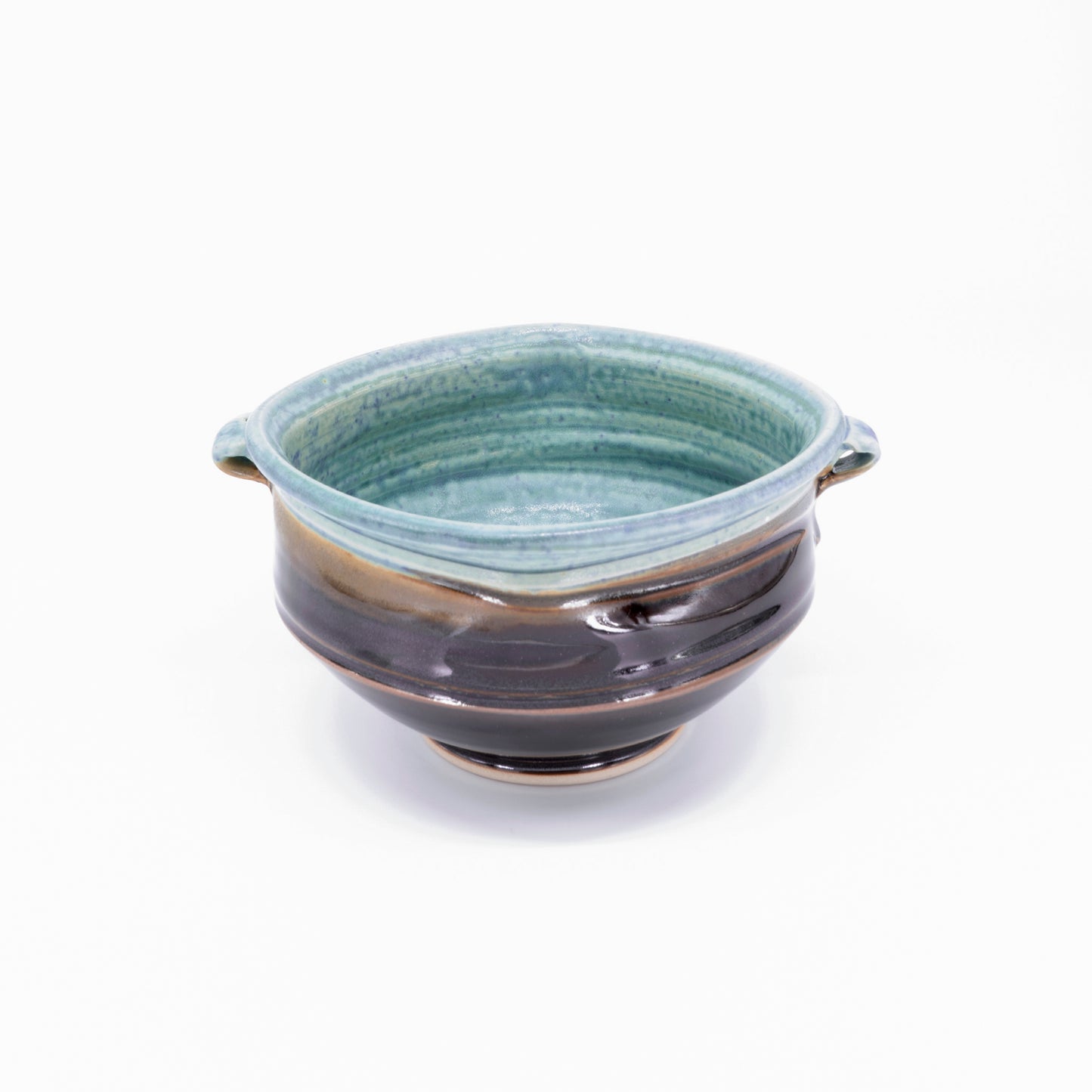 Square Bowl in Brown Copper Patina l Black glaze