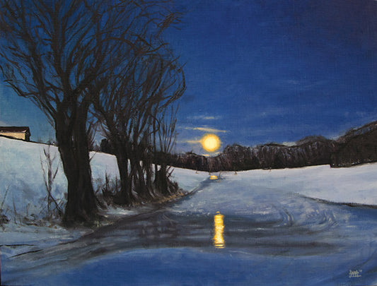 Greeting Card - Frozen Moon, Cedar Ridge Farm