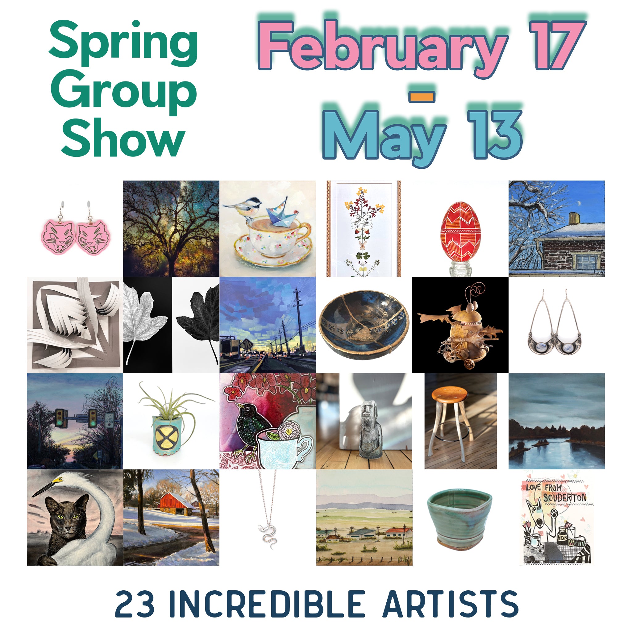 Spring art show of 23 artists and makers at Exhibit B Gallery in Souderton