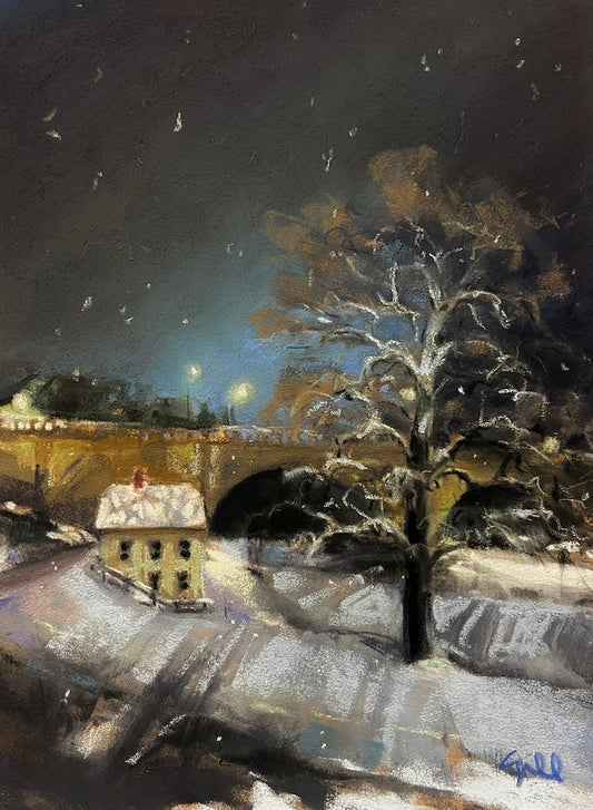 Snowy Nocturne Old Bethlehem Waterworks