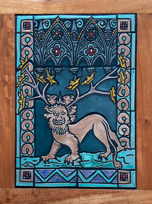 Medieval Lion Framed Mosaic