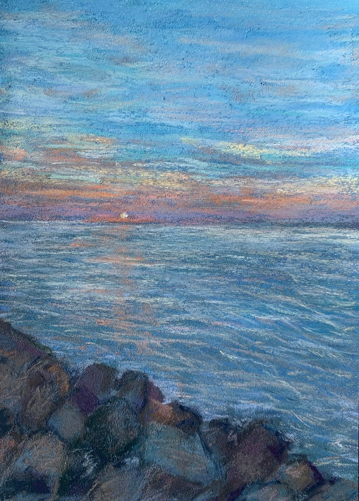 Bay Sunset With Rocks