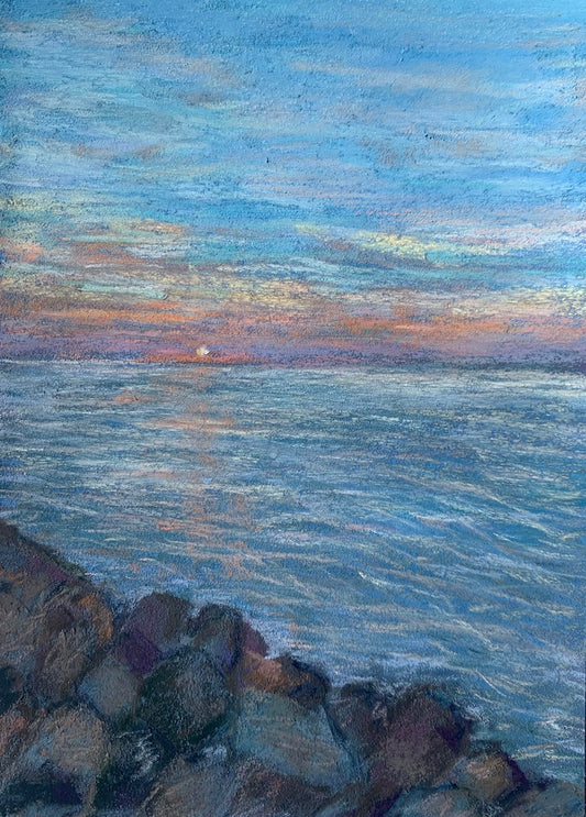 Bay Sunset With Rocks