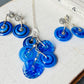 Art Glass Dangle Necklace - Blues