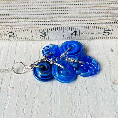 Art Glass Dangle Necklace - Blues