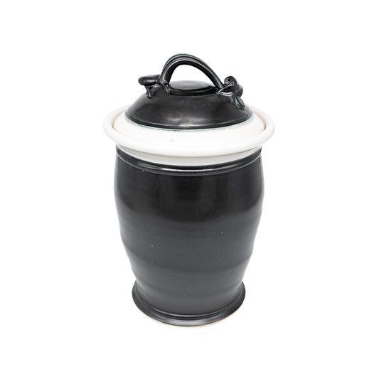 Canister/Cookie Jar in Black l White glaze