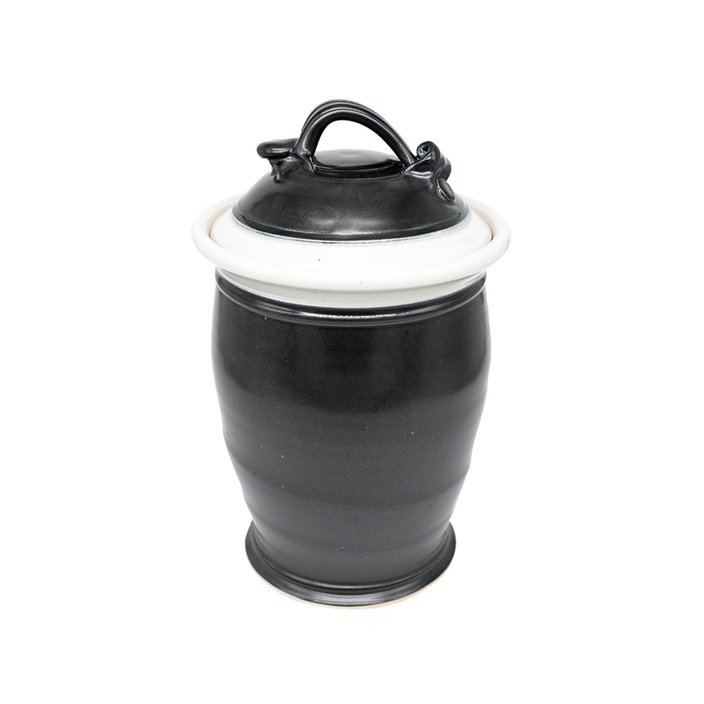 Canister/Cookie Jar in Black l White glaze