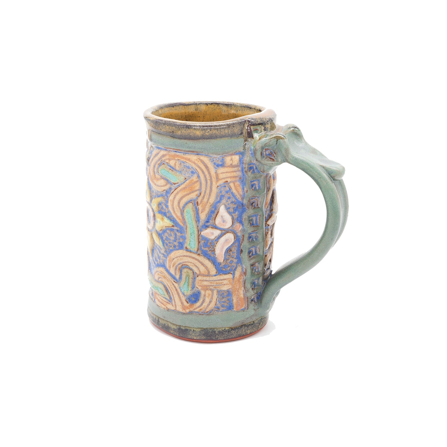 Mug with 3d Flowers and Knots Pattern